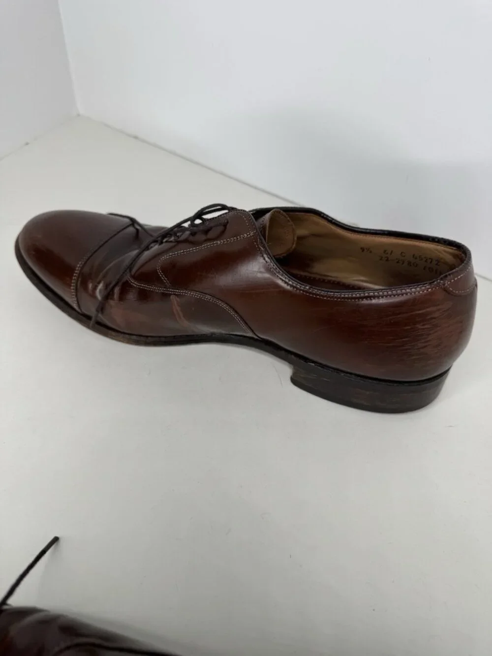 Johnston & Murphy 9.5 Cap Toe Brown Leather Oxford Shoes Academia